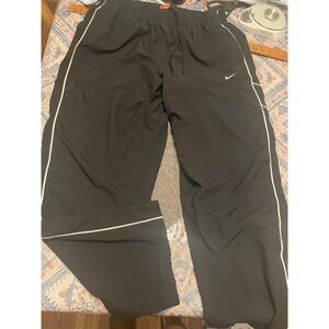 Nike The Athletic Dept Mens XXL Black Track Pants White Piping Zipper Cuffs